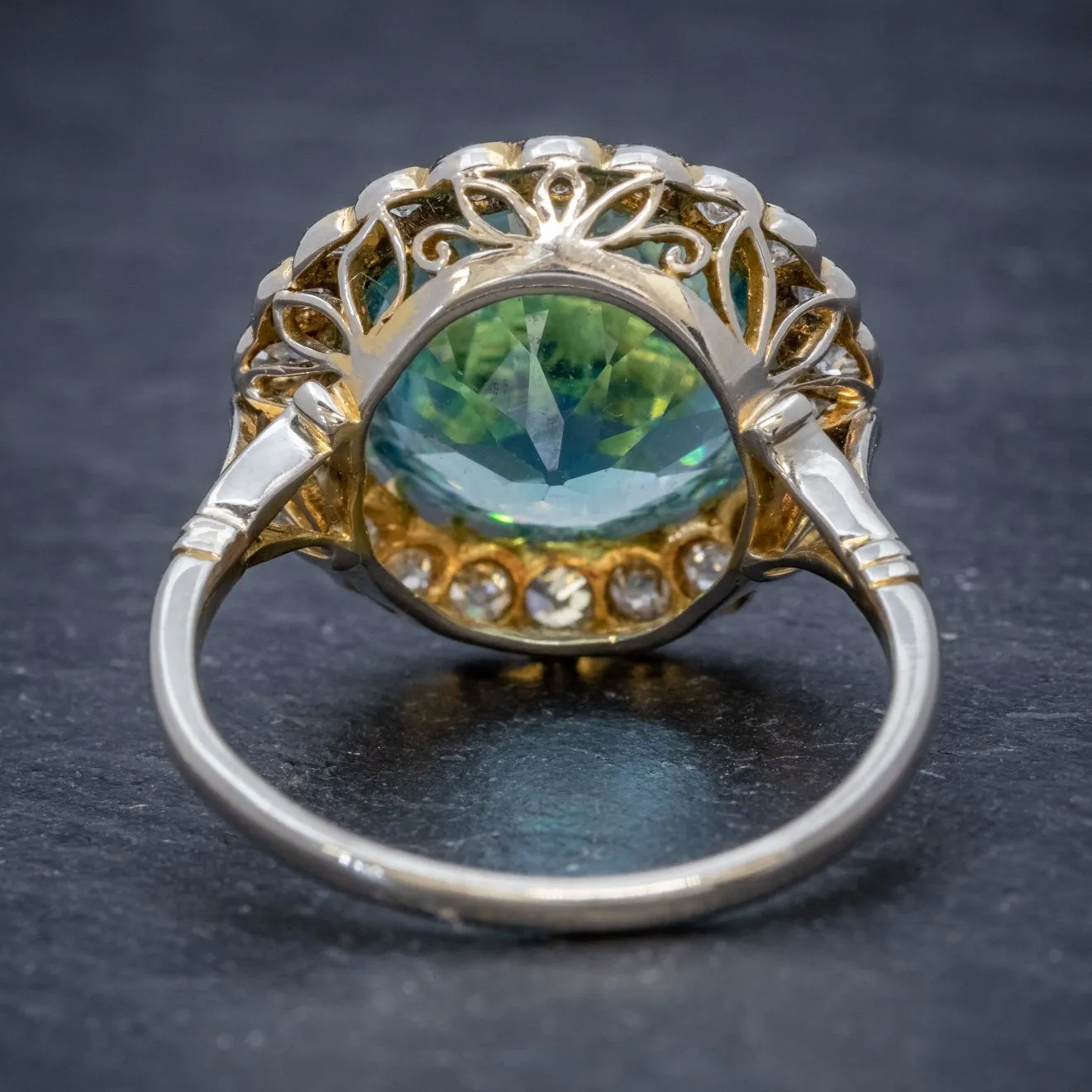 Antique Edwardian 8Ct Blue Zircon Cluster Ring Circa 1905