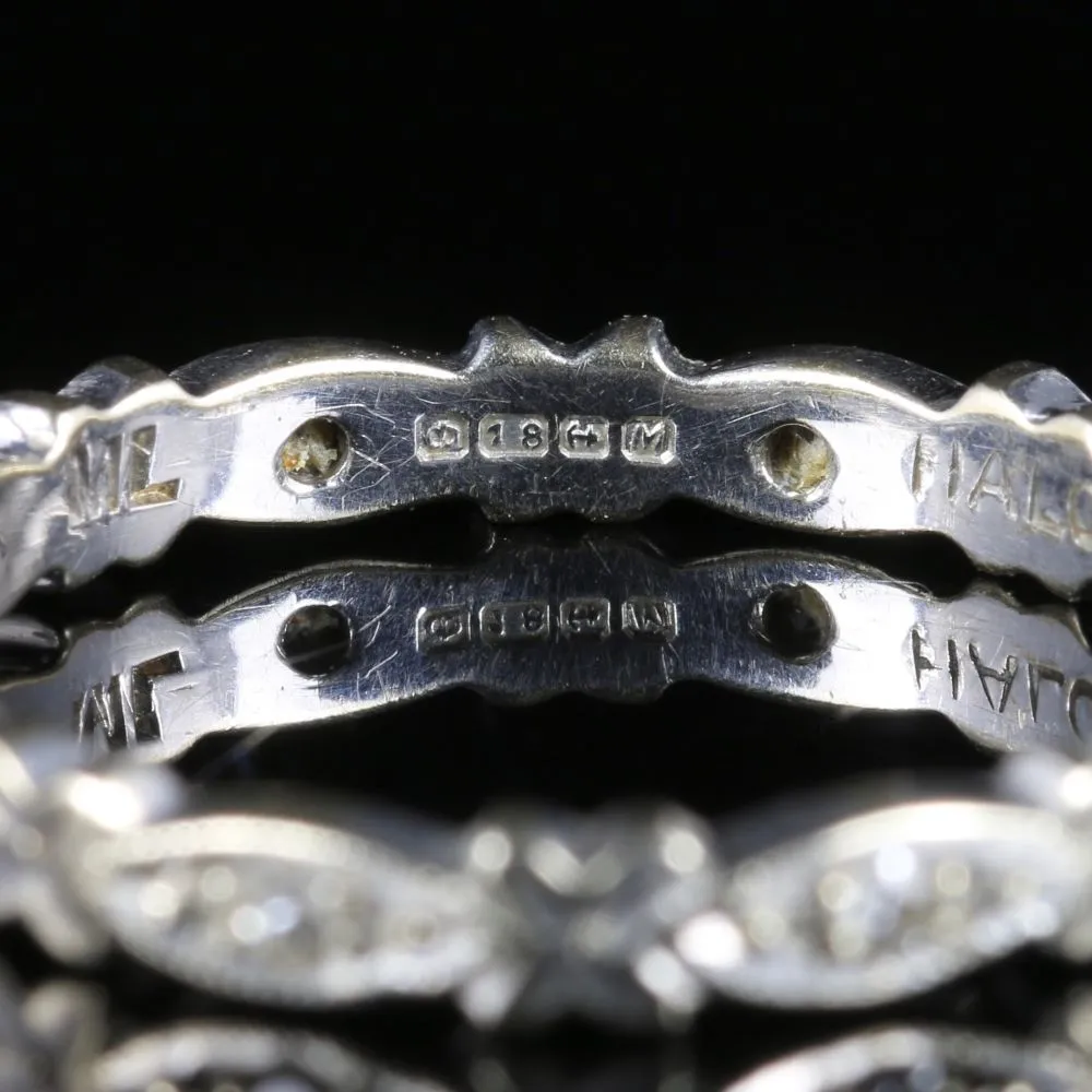 Antique Edwardian Diamond Eternity Ring 18Ct White Gold Circa 1915