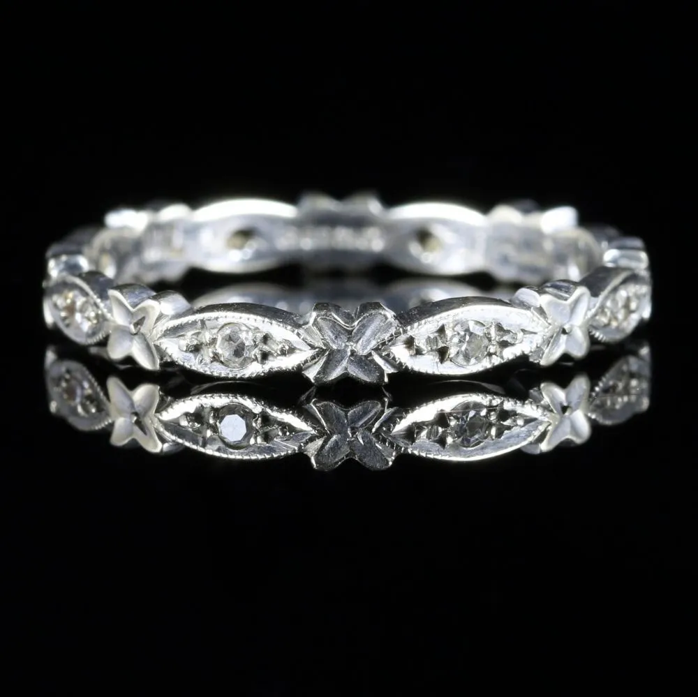 Antique Edwardian Diamond Eternity Ring 18Ct White Gold Circa 1915