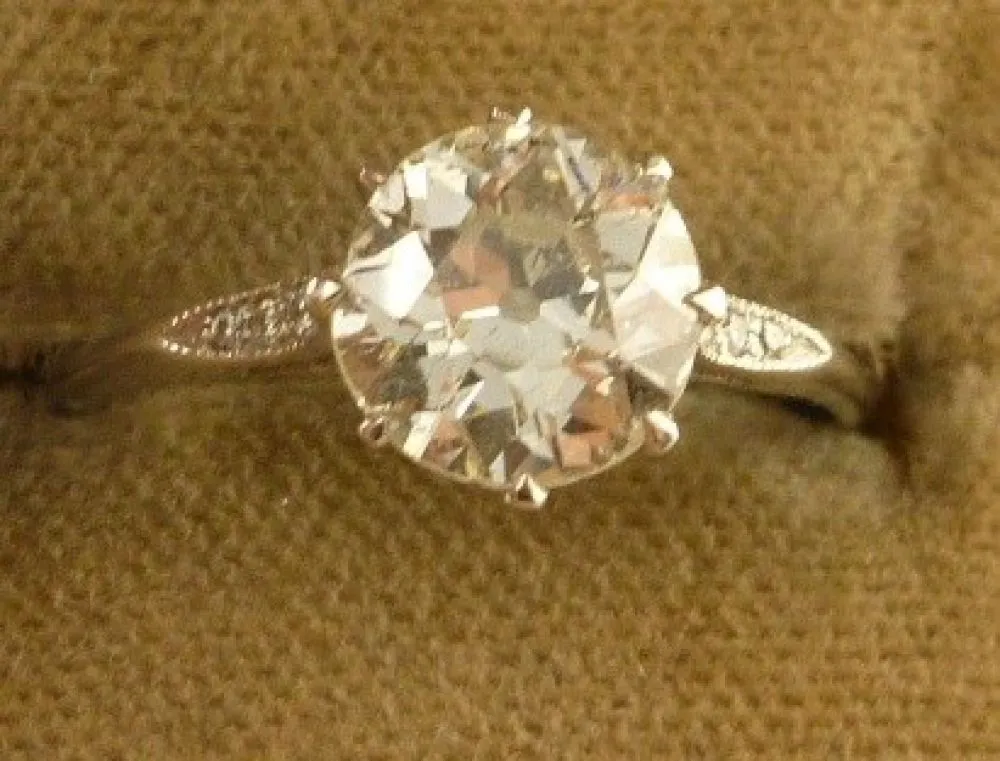 Antique Edwardian Platinum 1.77ct Old Cut Solitaire Diamond Ring