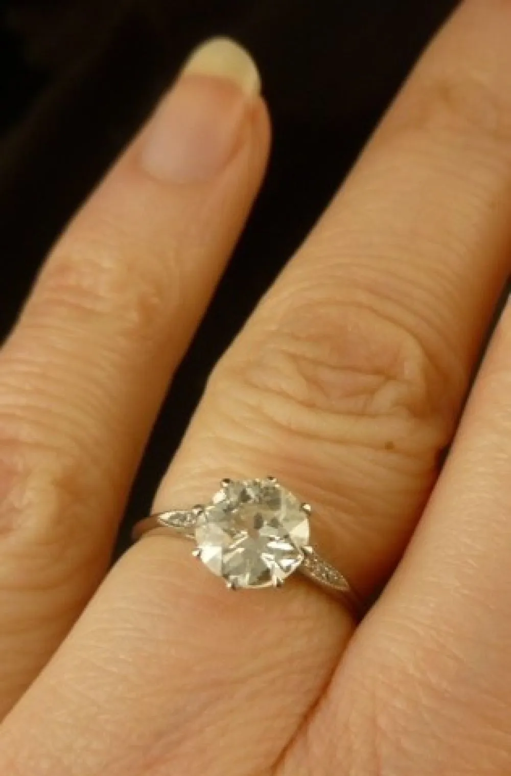 Antique Edwardian Platinum 1.77ct Old Cut Solitaire Diamond Ring