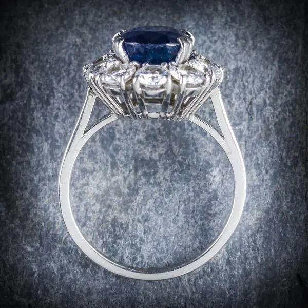 Antique Edwardian Sapphire Diamond Ring French Engagement 3Ct Natural Sapphire