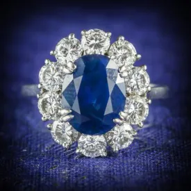 Antique Edwardian Sapphire Diamond Ring French Engagement 3Ct Natural Sapphire