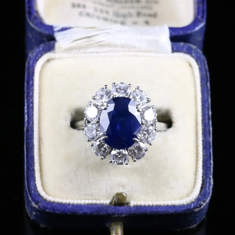 Antique Edwardian Sapphire Diamond Ring French Engagement 3Ct Natural Sapphire