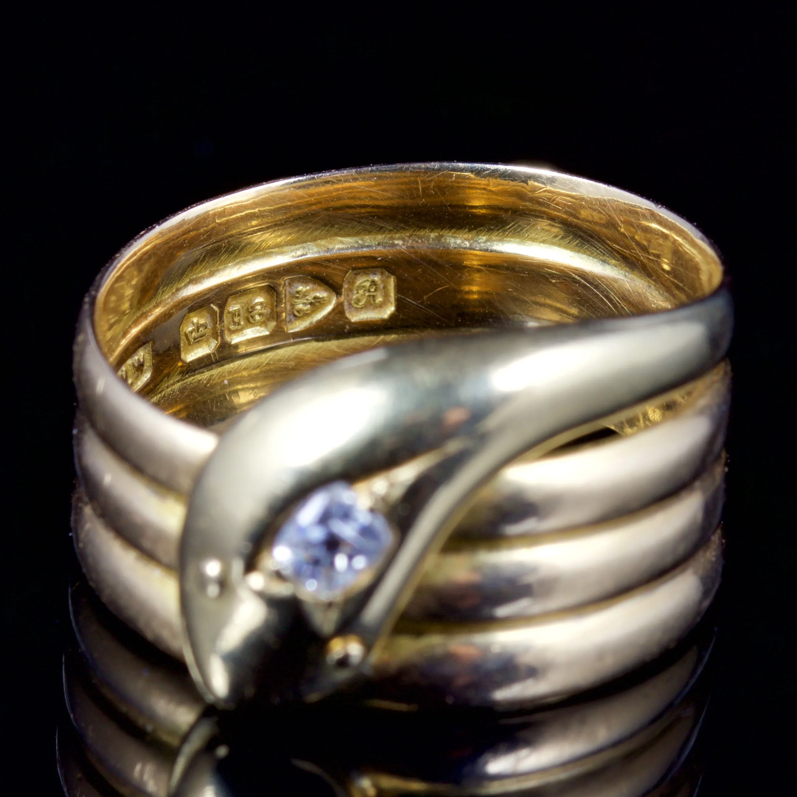 Antique Edwardian Snake Diamond Ring 18Ct Gold Dated 1917