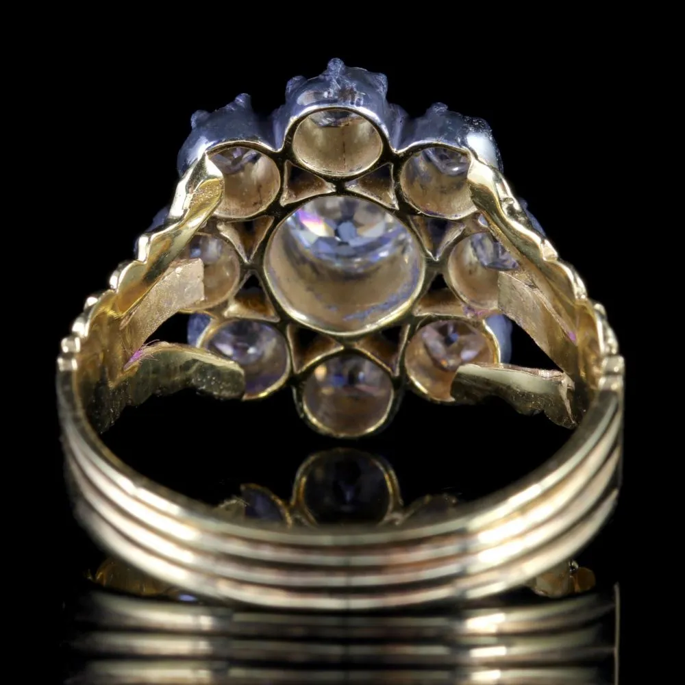 Antique Georgian 18Ct Gold Diamond Cluster Ring Circa 1780