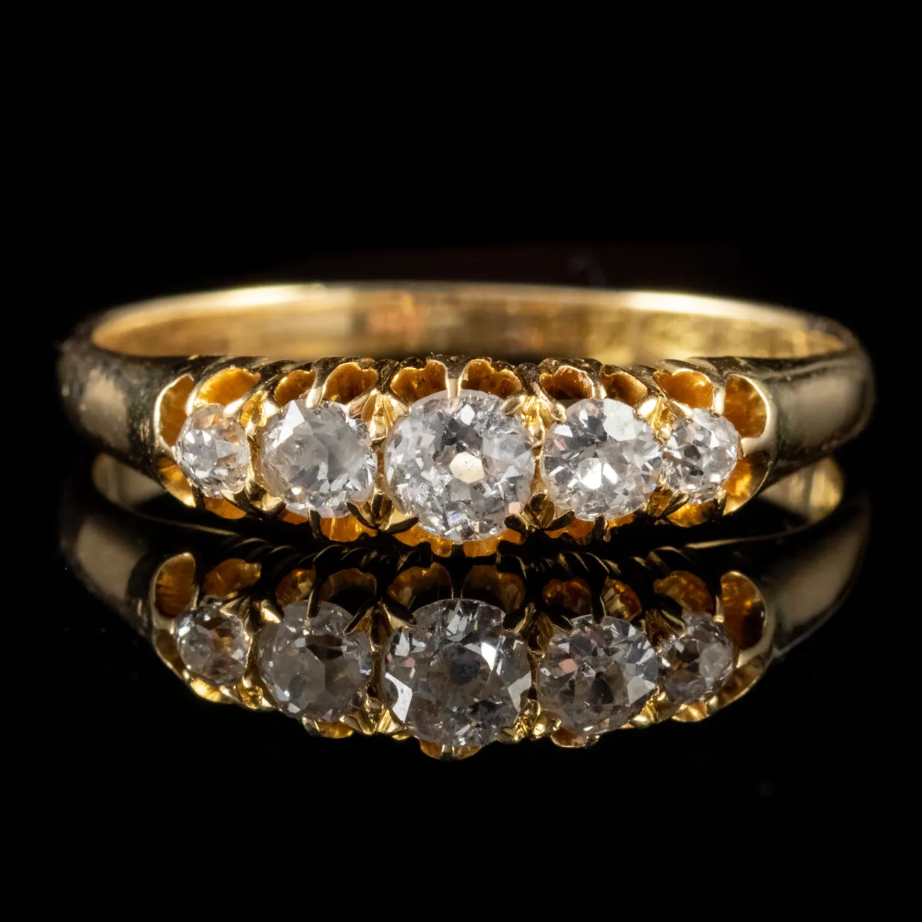 Antique Victorian 0.80Ct Diamond Ring 18Ct Gold Dated Chester 1893