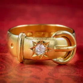 Antique Victorian Diamond Buckle Ring 22ct Gold Dated 1896