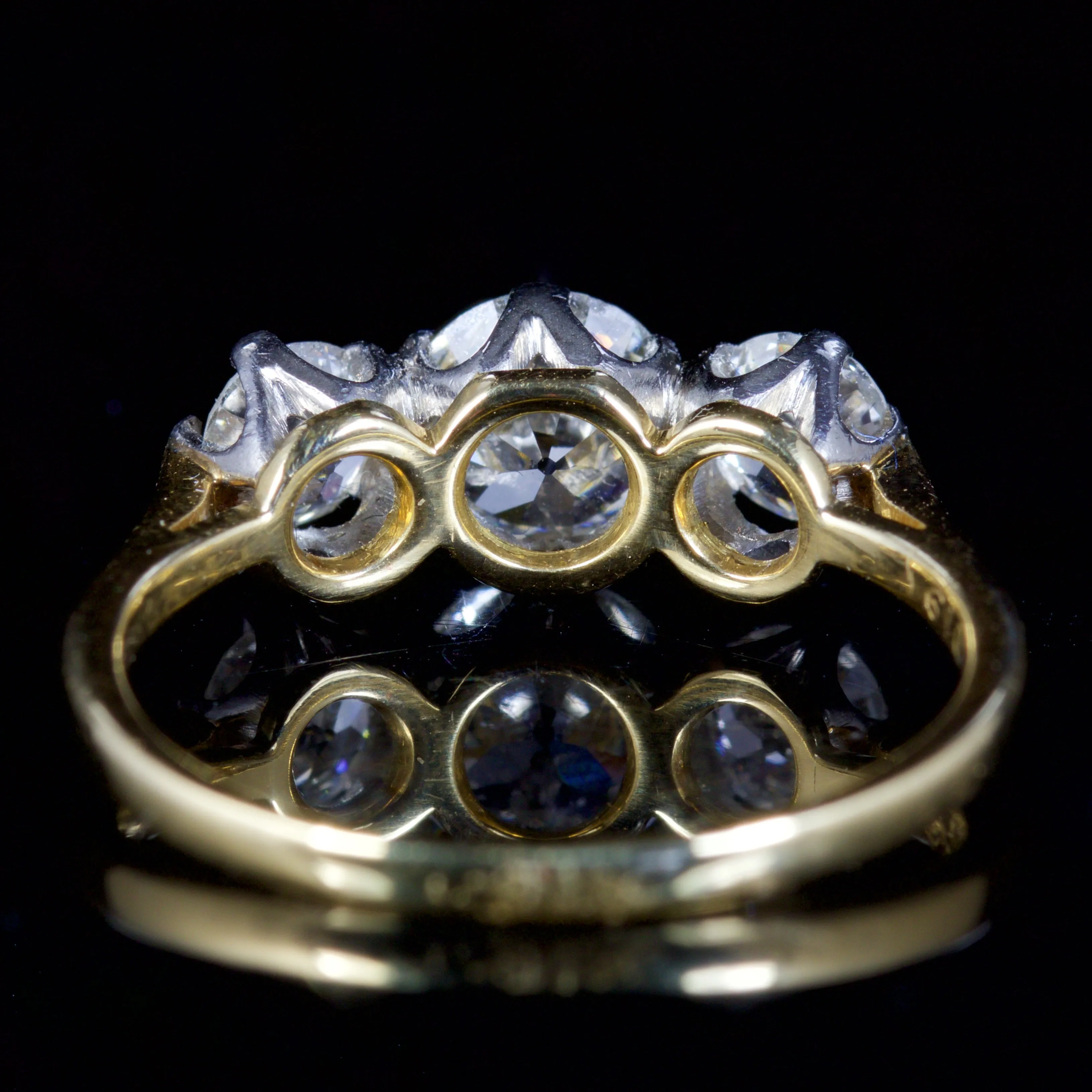 Antique Victorian Diamond Trilogy Ring 18Ct Gold Circa 1900