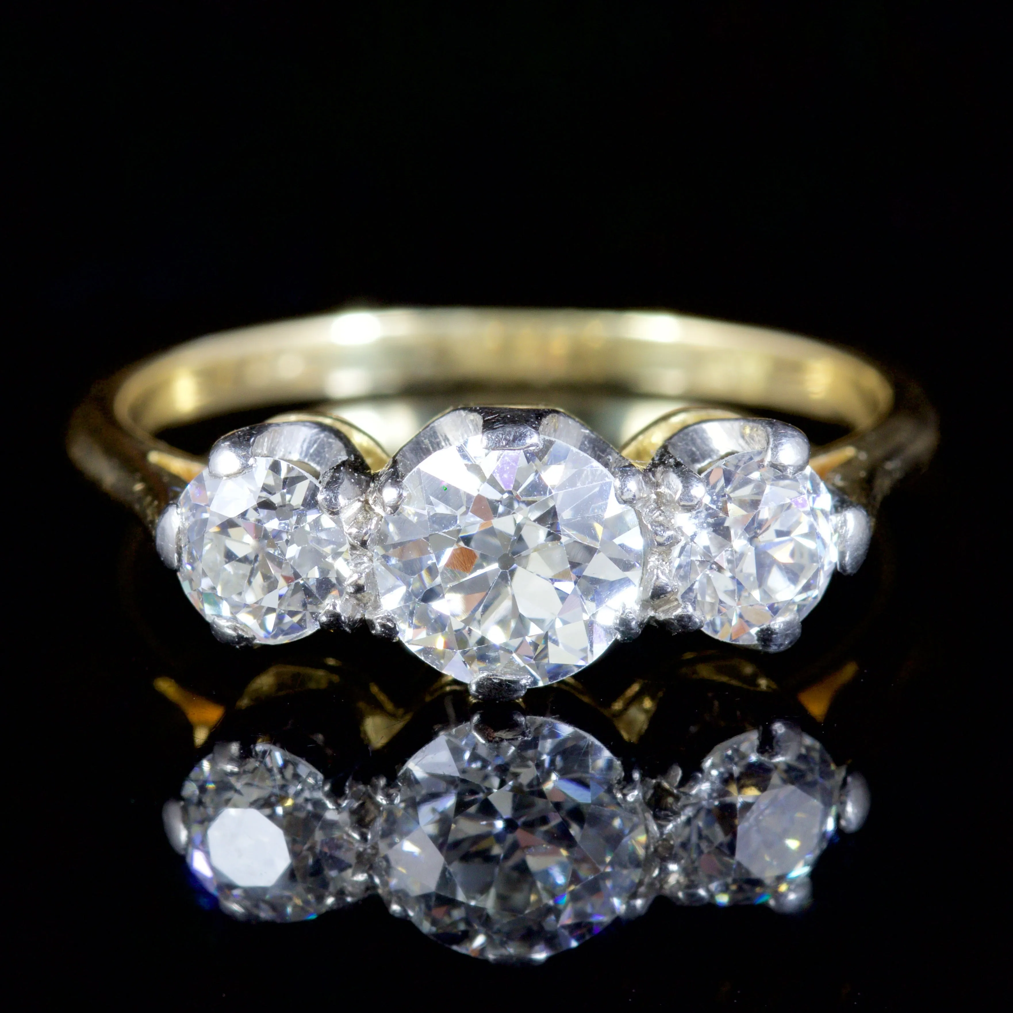 Antique Victorian Diamond Trilogy Ring 18Ct Gold Circa 1900