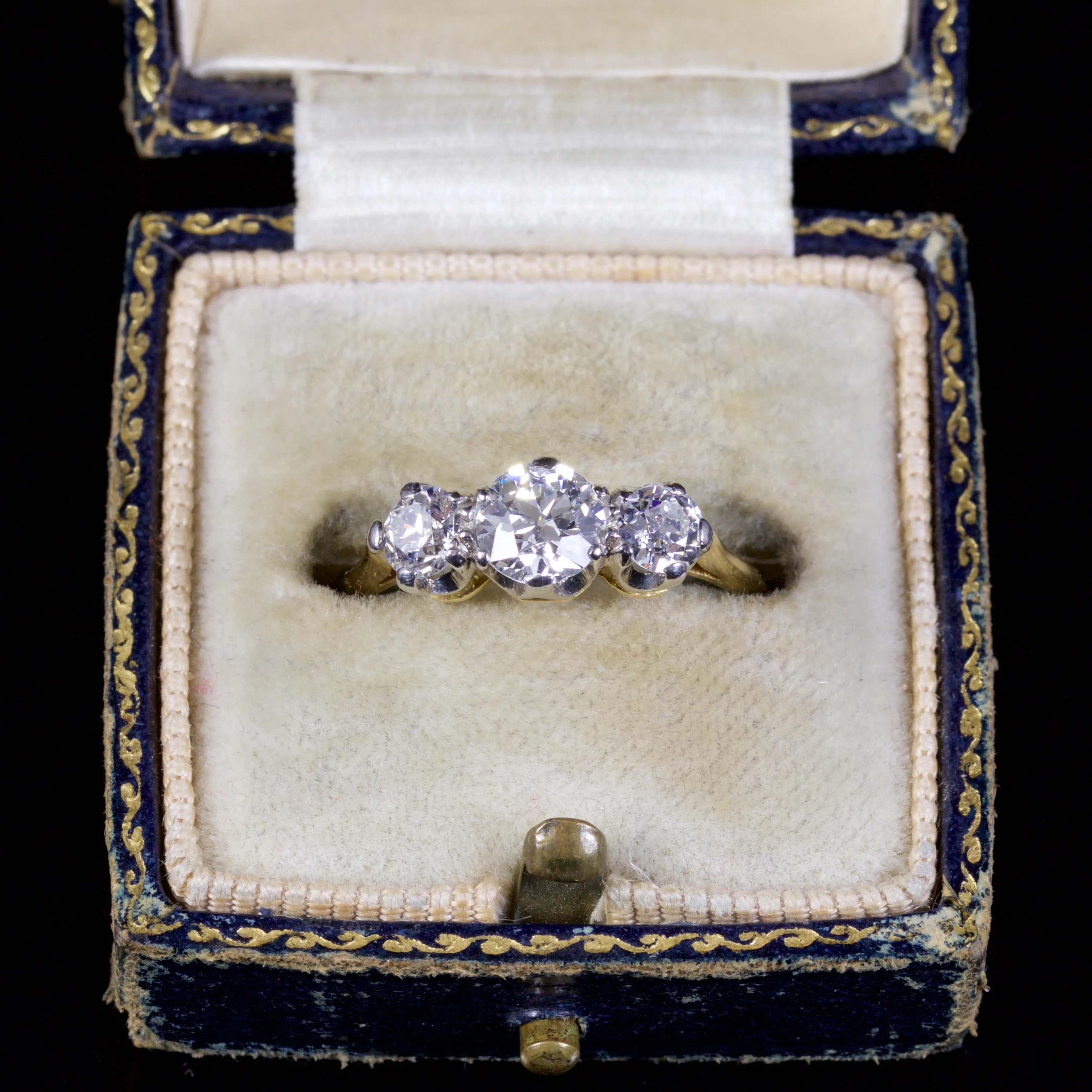 Antique Victorian Diamond Trilogy Ring 18Ct Gold Circa 1900