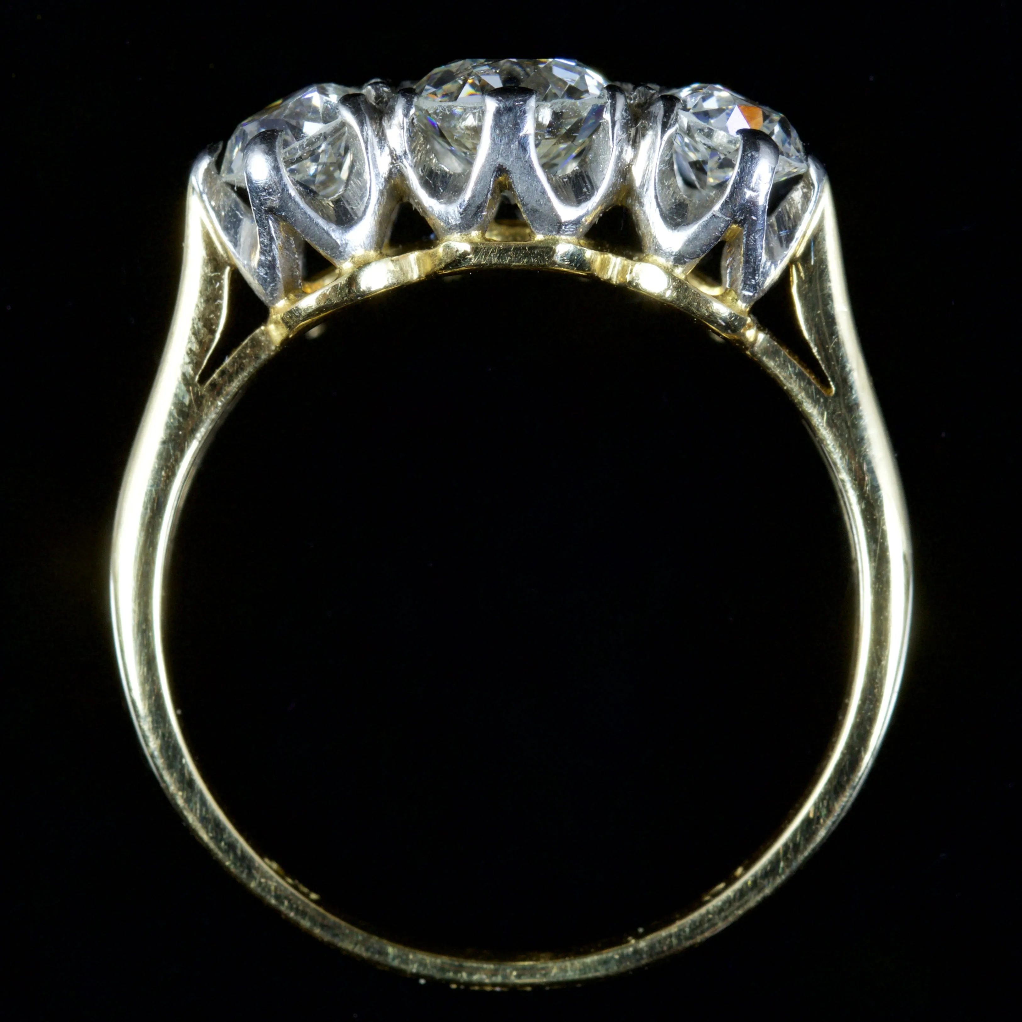 Antique Victorian Diamond Trilogy Ring 18Ct Gold Circa 1900