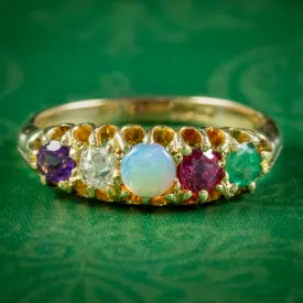 Antique Victorian Gemstone Adore Ring Circa 1860