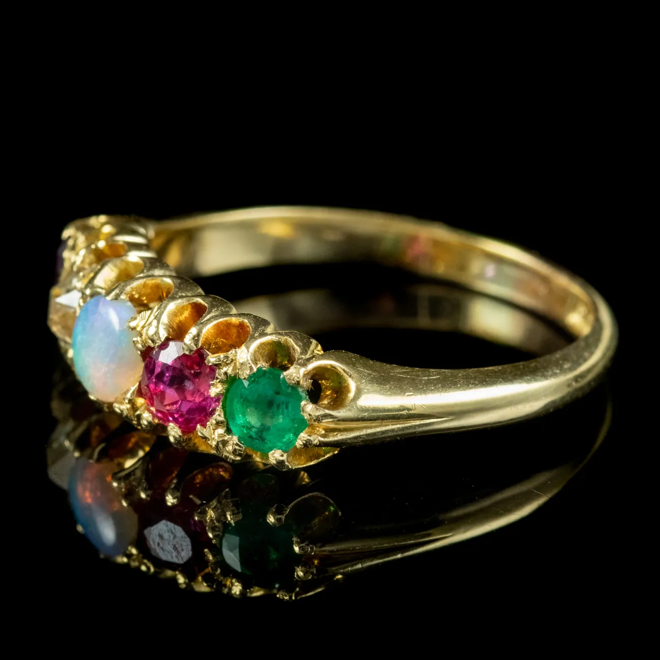 Antique Victorian Gemstone Adore Ring Circa 1860