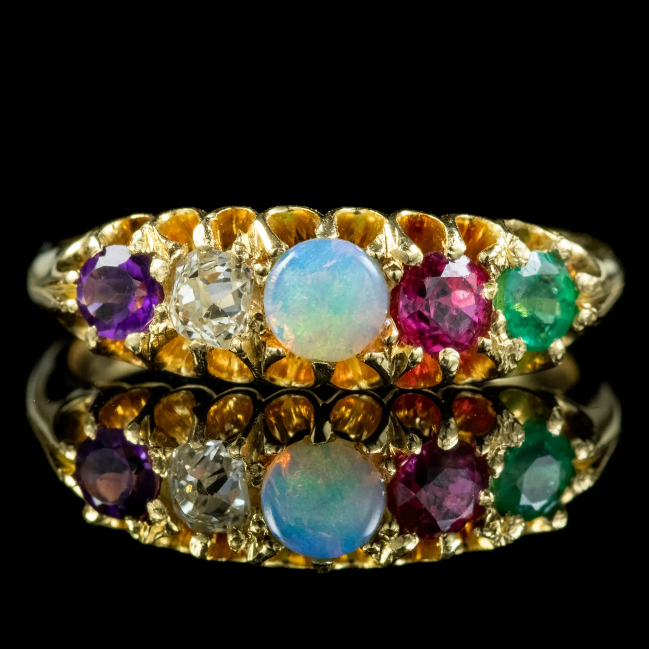 Antique Victorian Gemstone Adore Ring Circa 1860