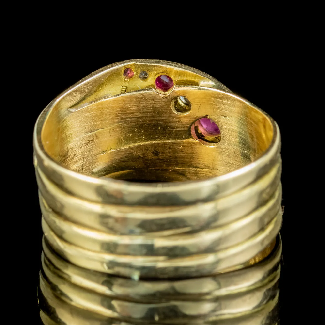 Antique Victorian Ruby Diamond Snake Ring Circa 1890