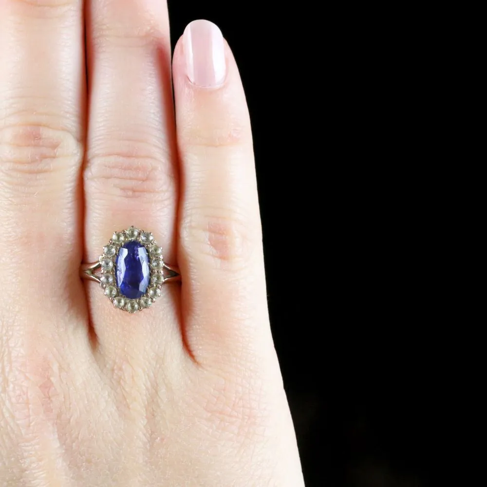 Antique Victorian Sapphire Ring 9Ct Gold Circa 1880