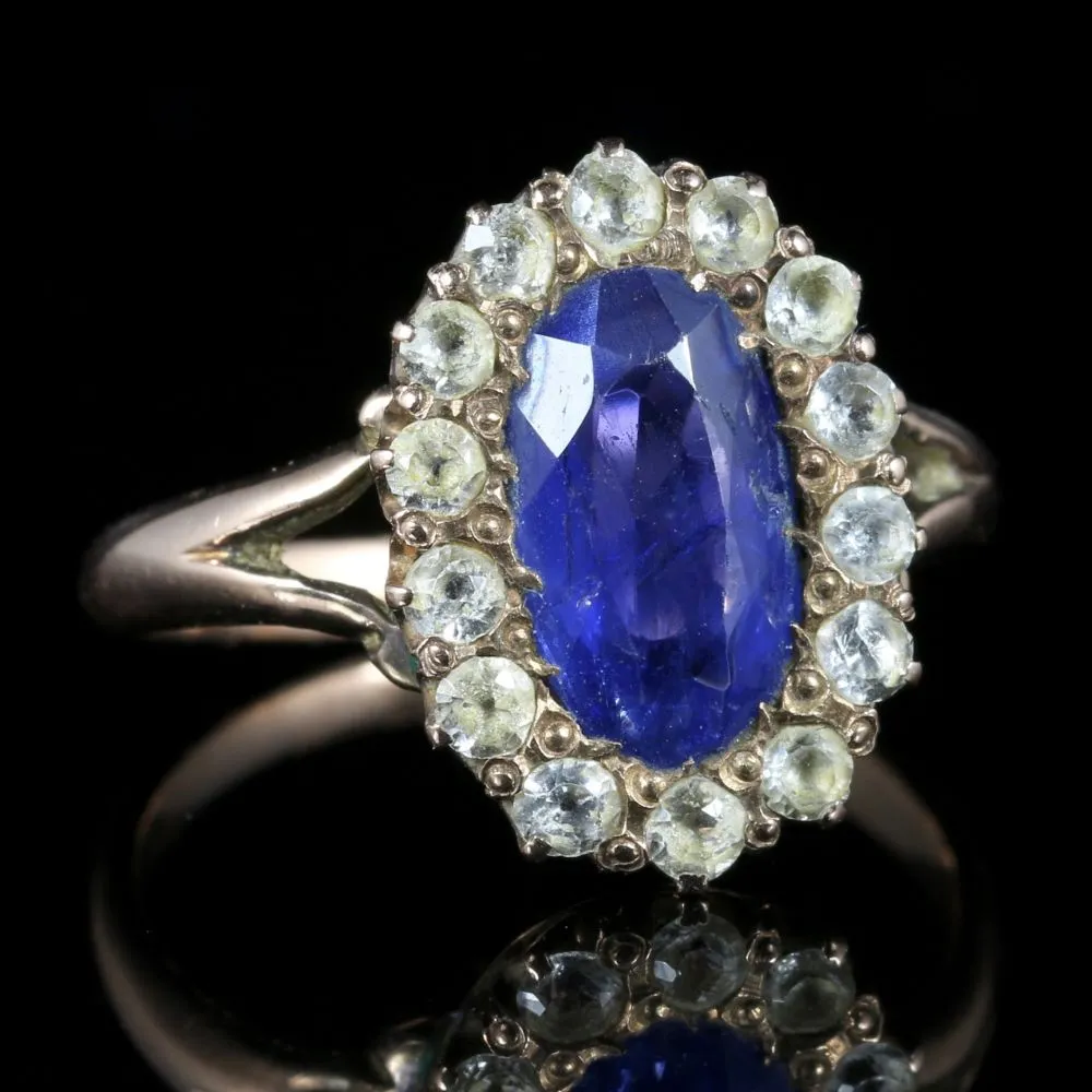 Antique Victorian Sapphire Ring 9Ct Gold Circa 1880