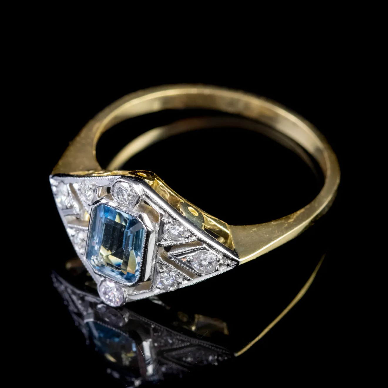 Aquamarine Diamond Ring 18Ct Gold 0.65Ct Aqua