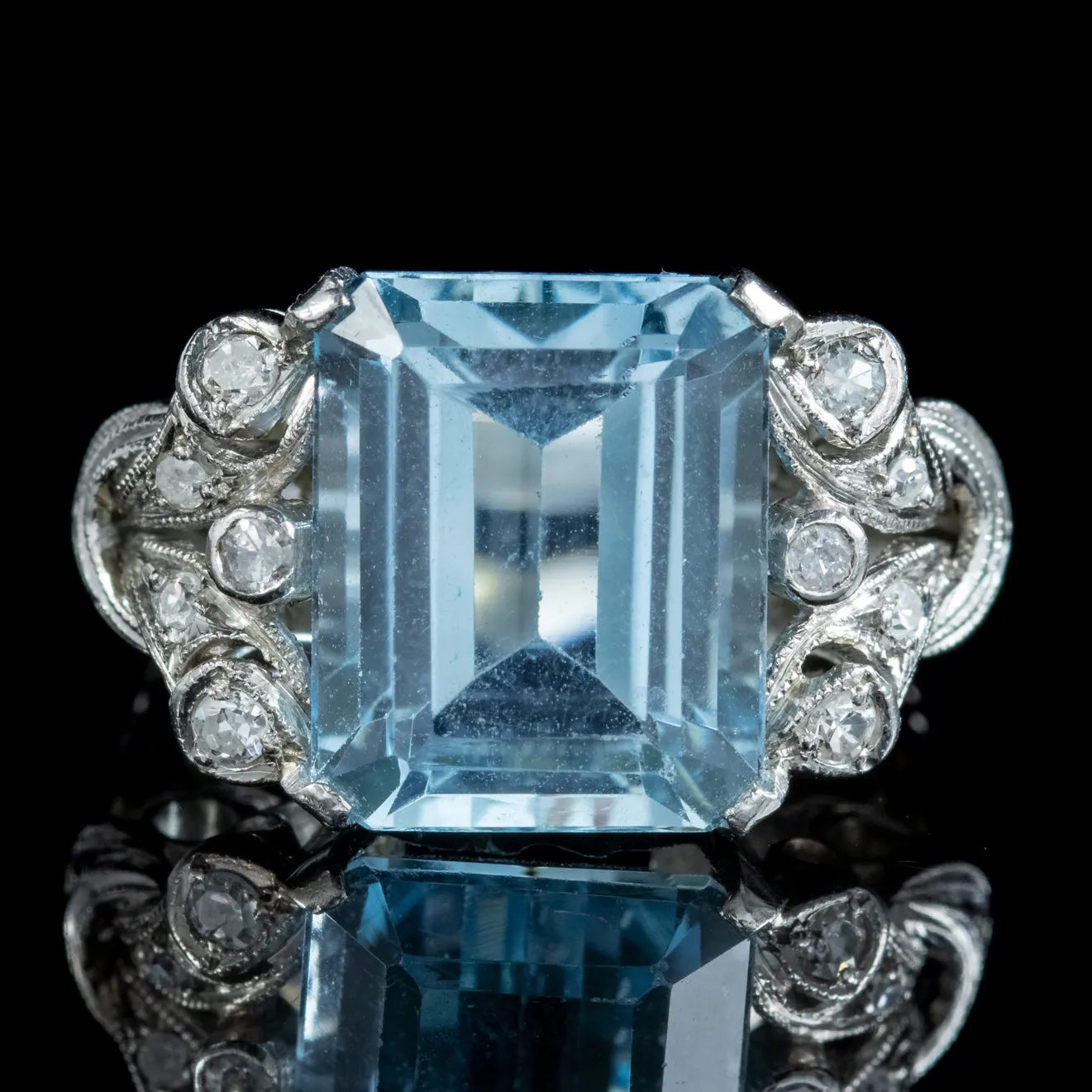 Art Deco Aquamarine Diamond Ring 5ct Aqua Circa 1920