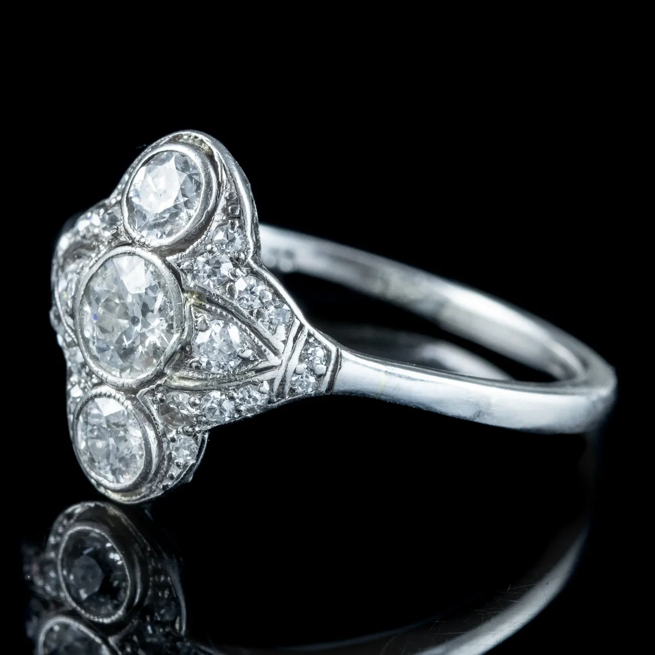 Art Deco Diamond Cluster Ring 1.2ct Total