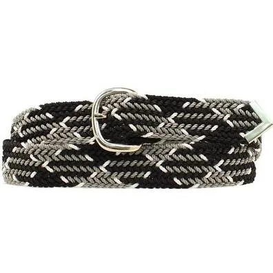 Black, Grey, & White Nylon Braided Belt