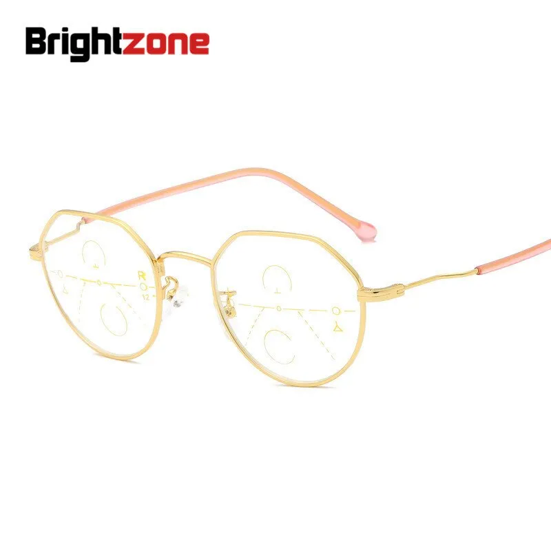 Brightzone Unisex Full Rim Polygon Alloy Progressive Reading Glasses 7885