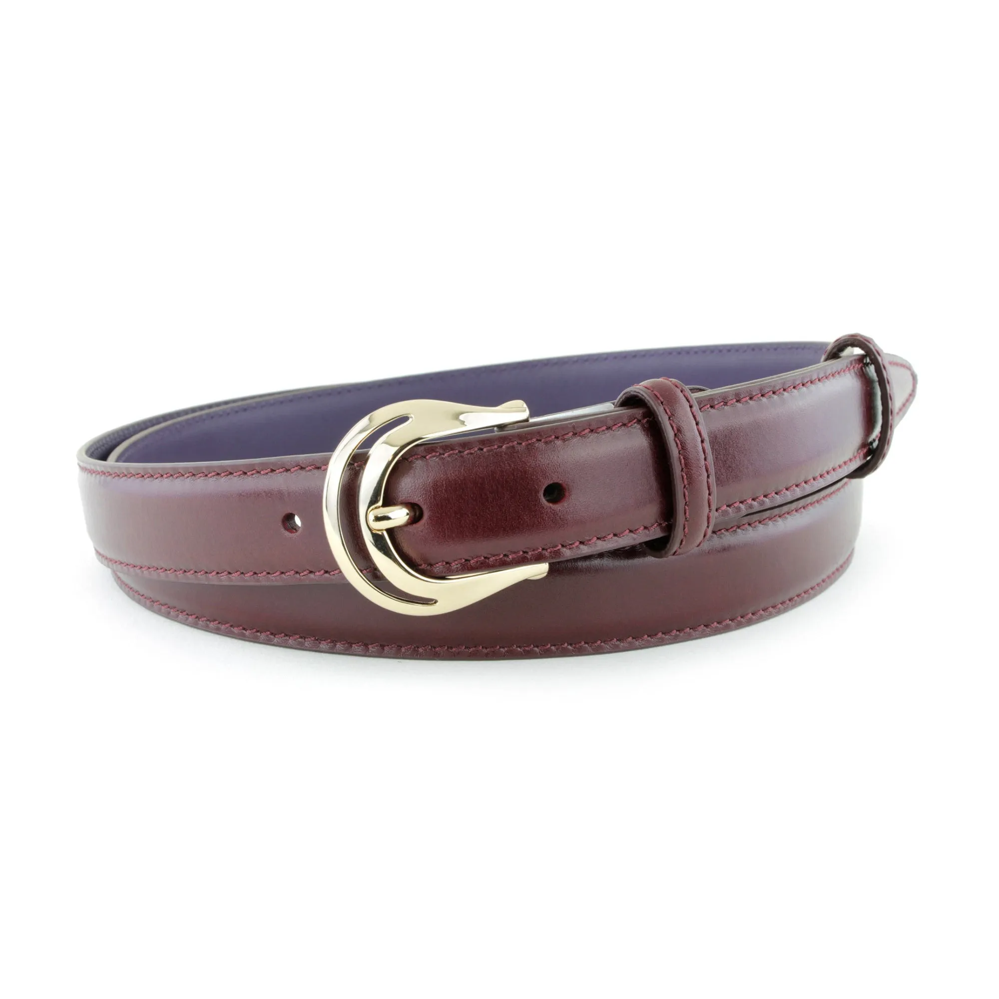 Burgundy classic skinny belt