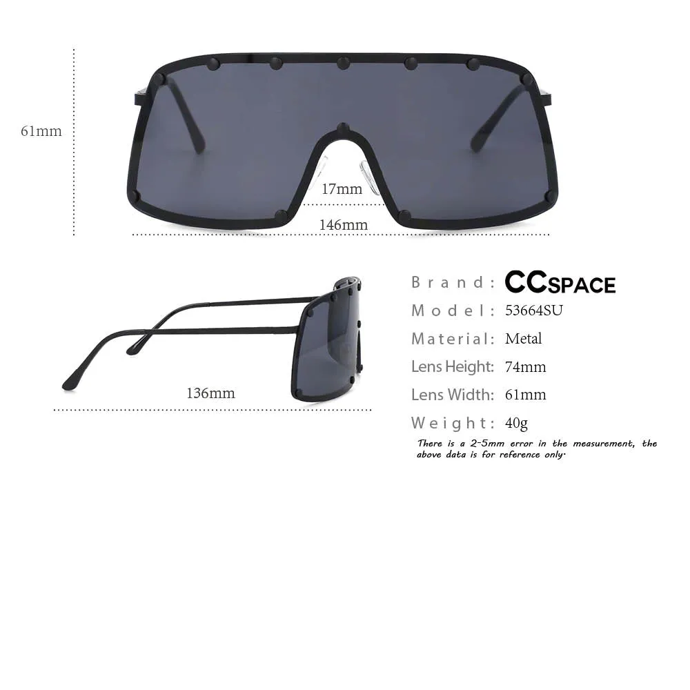 CCspace Unisex Full Rim Oversized Goggle One Lens Alloy Sunglasses 53664