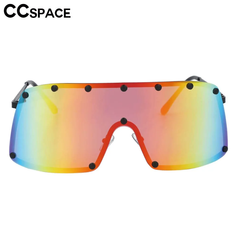 CCspace Unisex Full Rim Oversized Goggle One Lens Alloy Sunglasses 53664