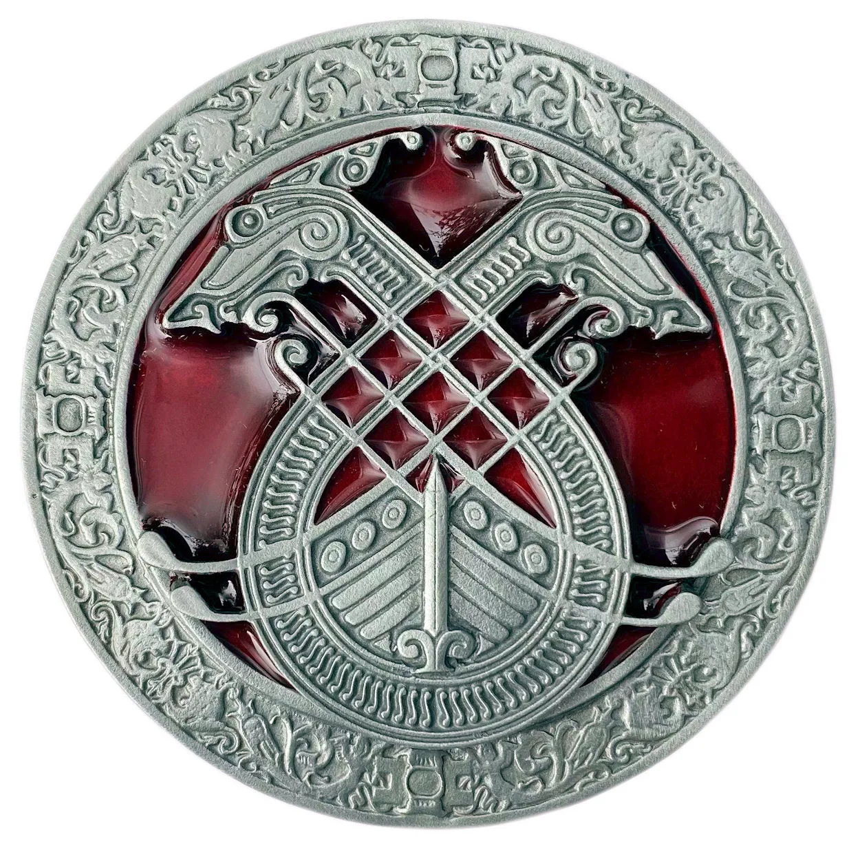 Celtic Long Boat Dragon Head Red Belt Buckle