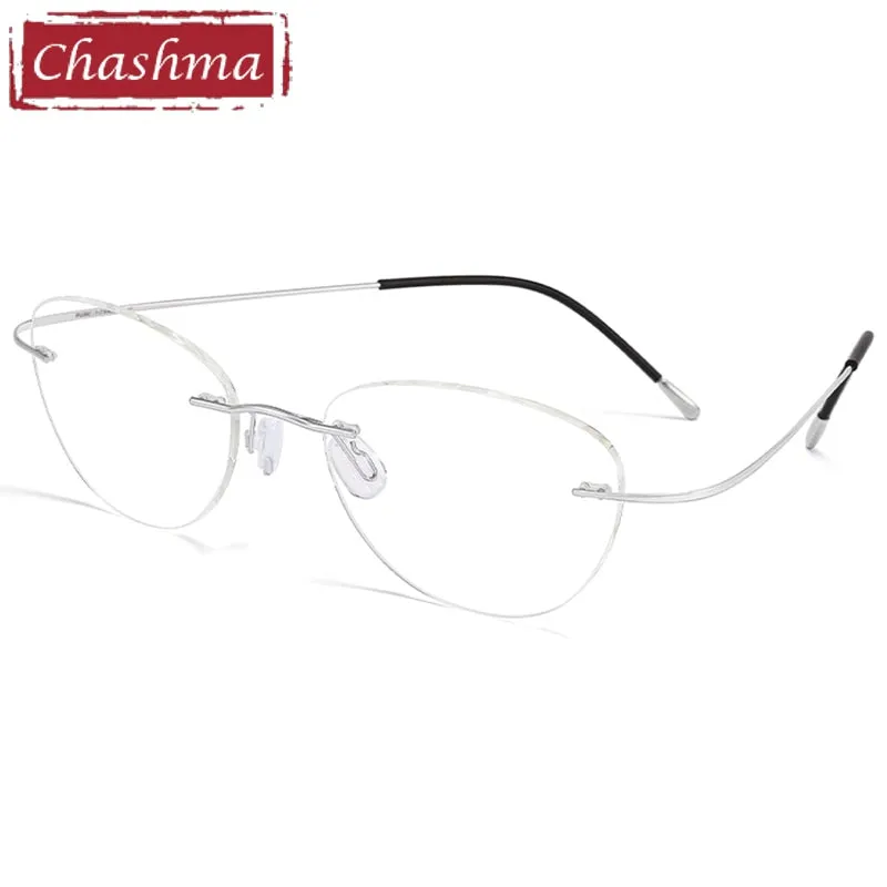 Chashma Unisex Rimless Cat Eye Titanium Eyeglasses 8041