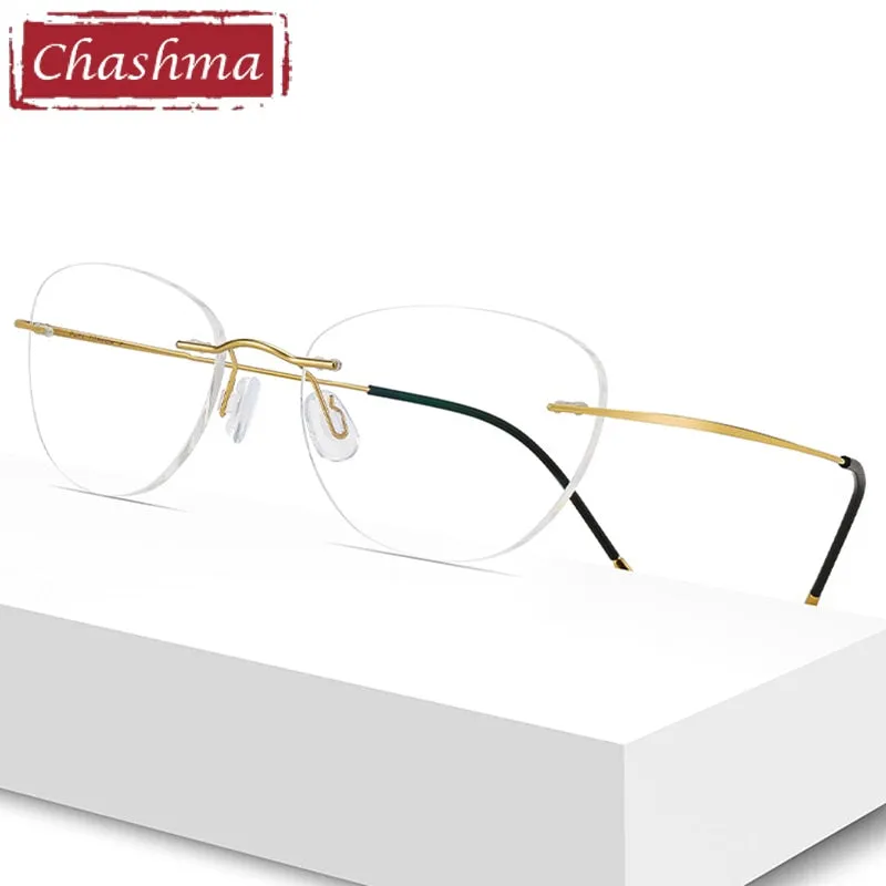 Chashma Unisex Rimless Cat Eye Titanium Eyeglasses 8041