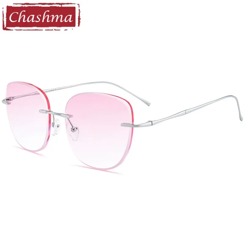 Chashma Unisex Rimless Square Titanium Eyeglasses 632m19