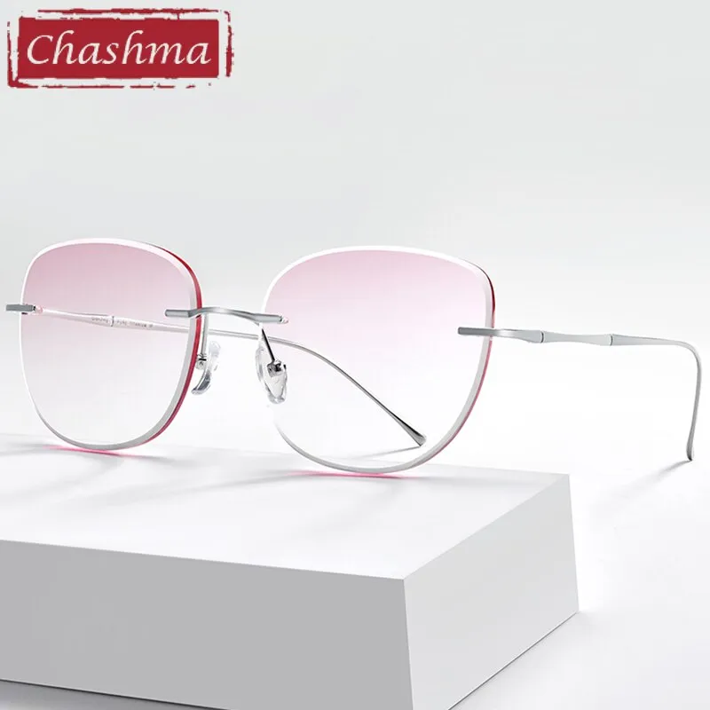 Chashma Unisex Rimless Square Titanium Eyeglasses 632m19