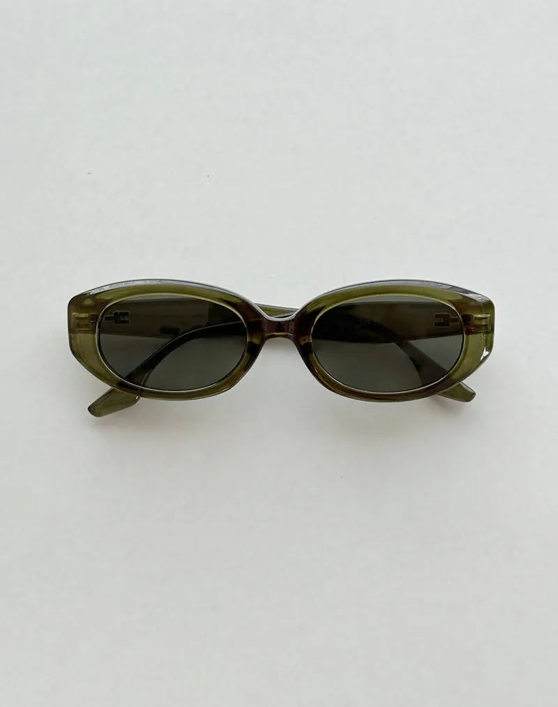 Chelonia Oval Sunglasses in Dark Olive