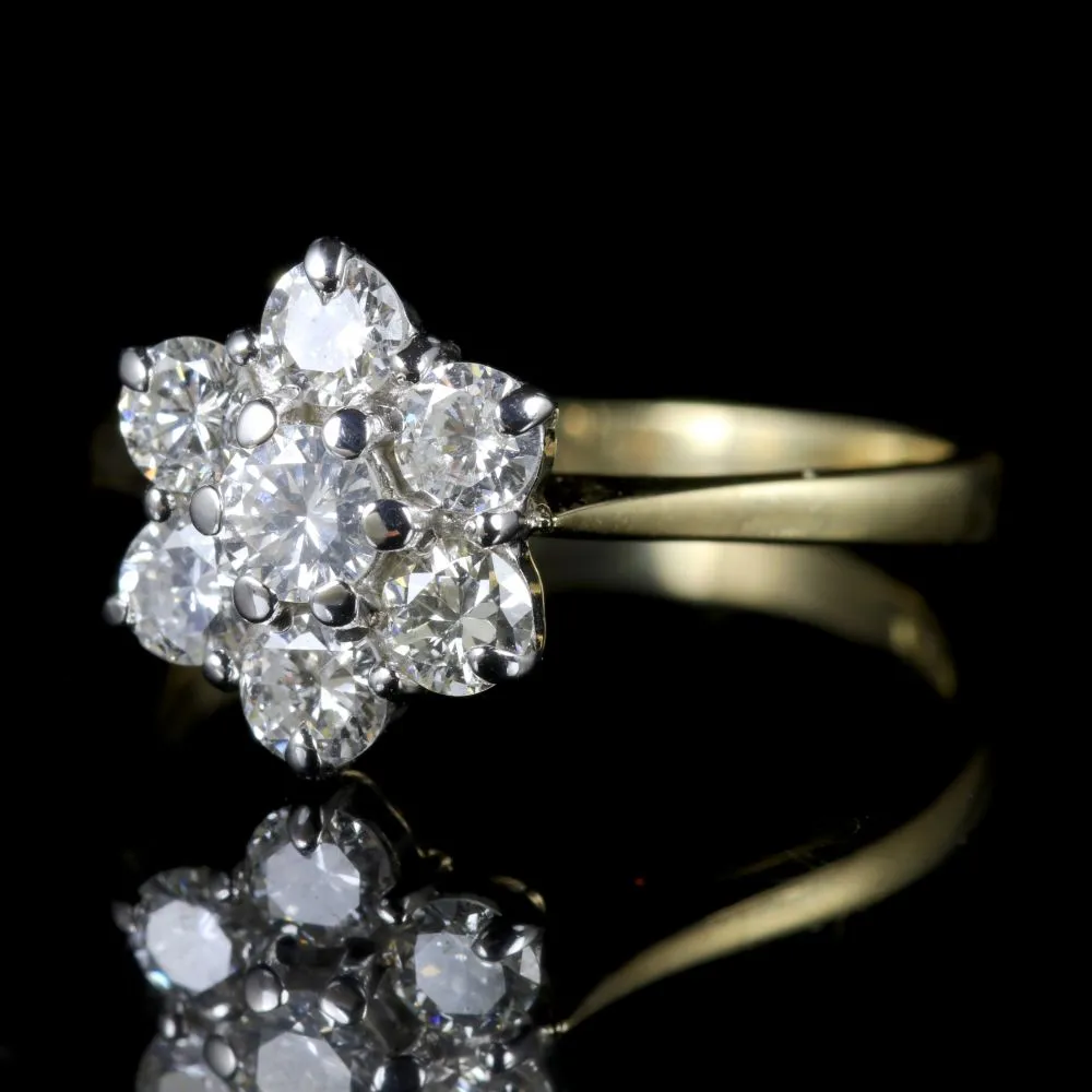 Diamond Flower Ring Engagement Ring 18Ct Gold