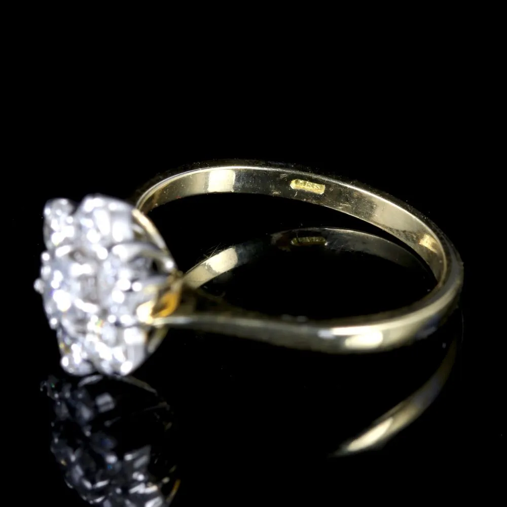 Diamond Flower Ring Engagement Ring 18Ct Gold