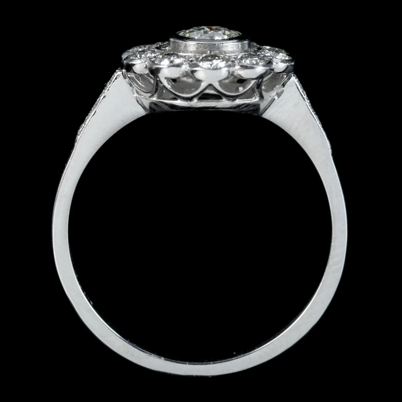 Edwardian Style Diamond Daisy Cluster Ring 0.95ct Of Diamond