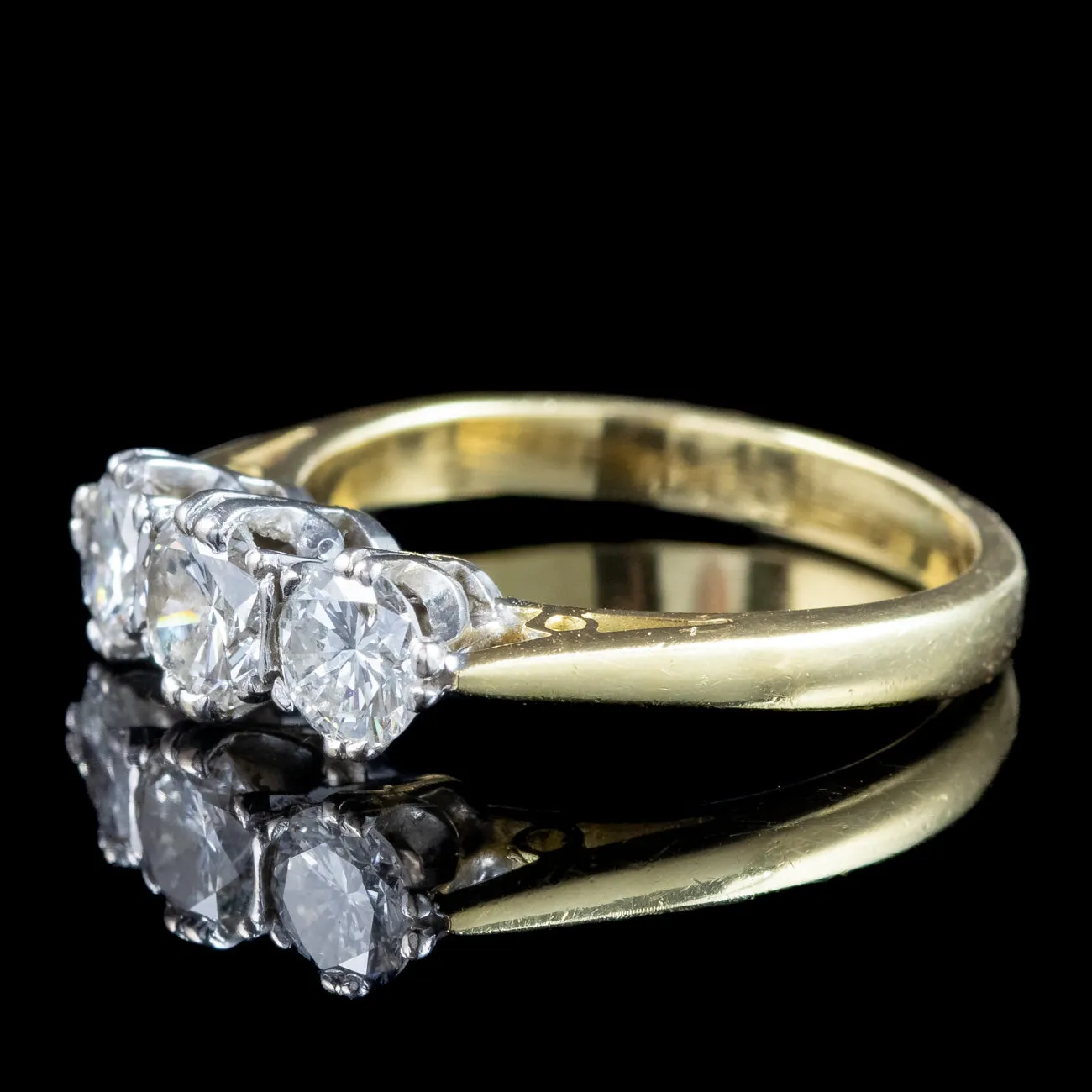 Edwardian Style Diamond Trilogy Ring 1.1ct Total