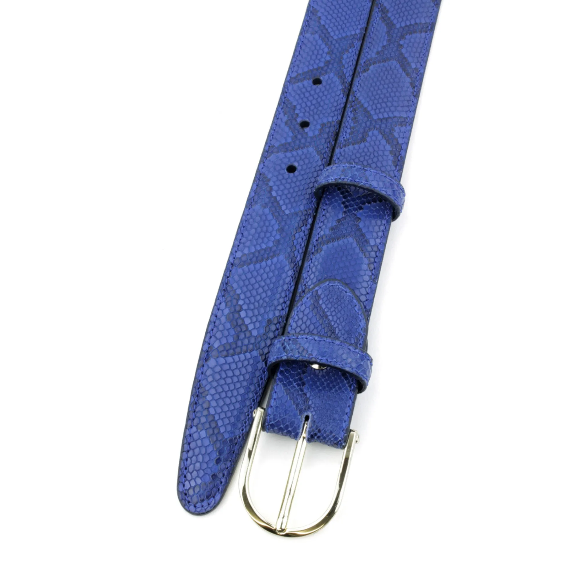 Electric Blue Narrow Mock Python Belt