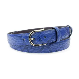 Electric Blue Narrow Mock Python Belt