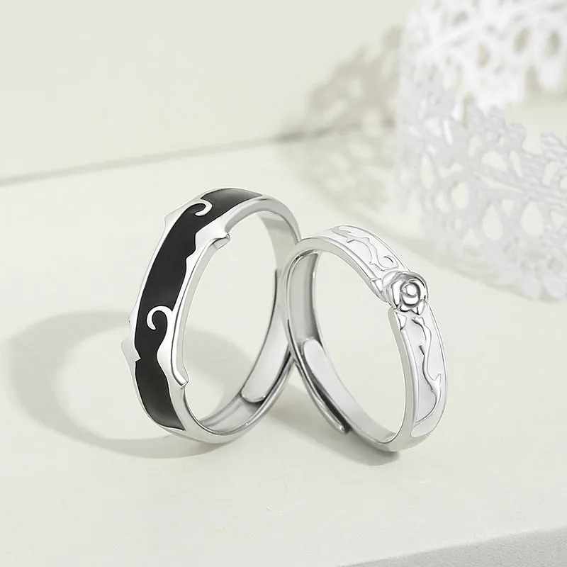 Engraved Matching Rose Rings Set for Couples