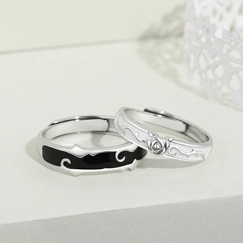 Engraved Matching Rose Rings Set for Couples