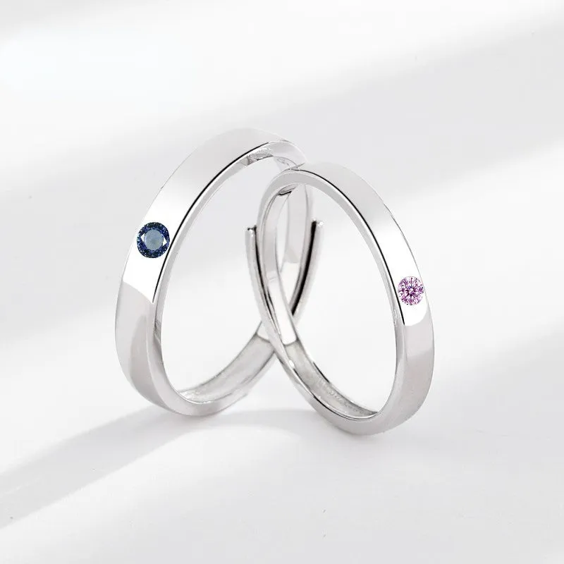 Engraved Minimalist Couple Promise Rings Set