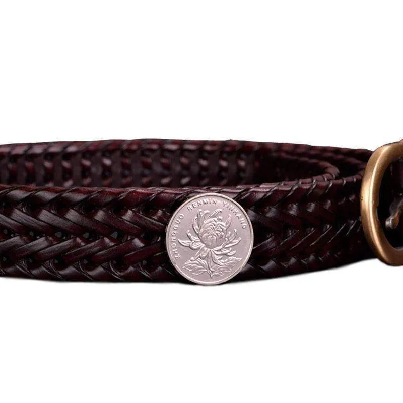 Genuine Cow leather Woman Braided belts width 2.5cm