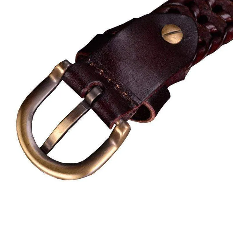 Genuine Cow leather Woman Braided belts width 2.5cm