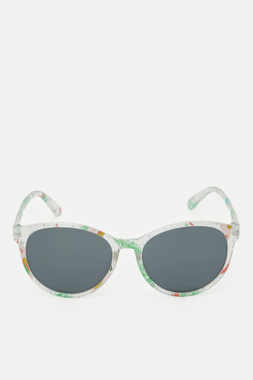 Girls Clear Wayfarer Printed Sunglasses