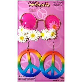 Hippie Peace Earrings And Pink Glasses