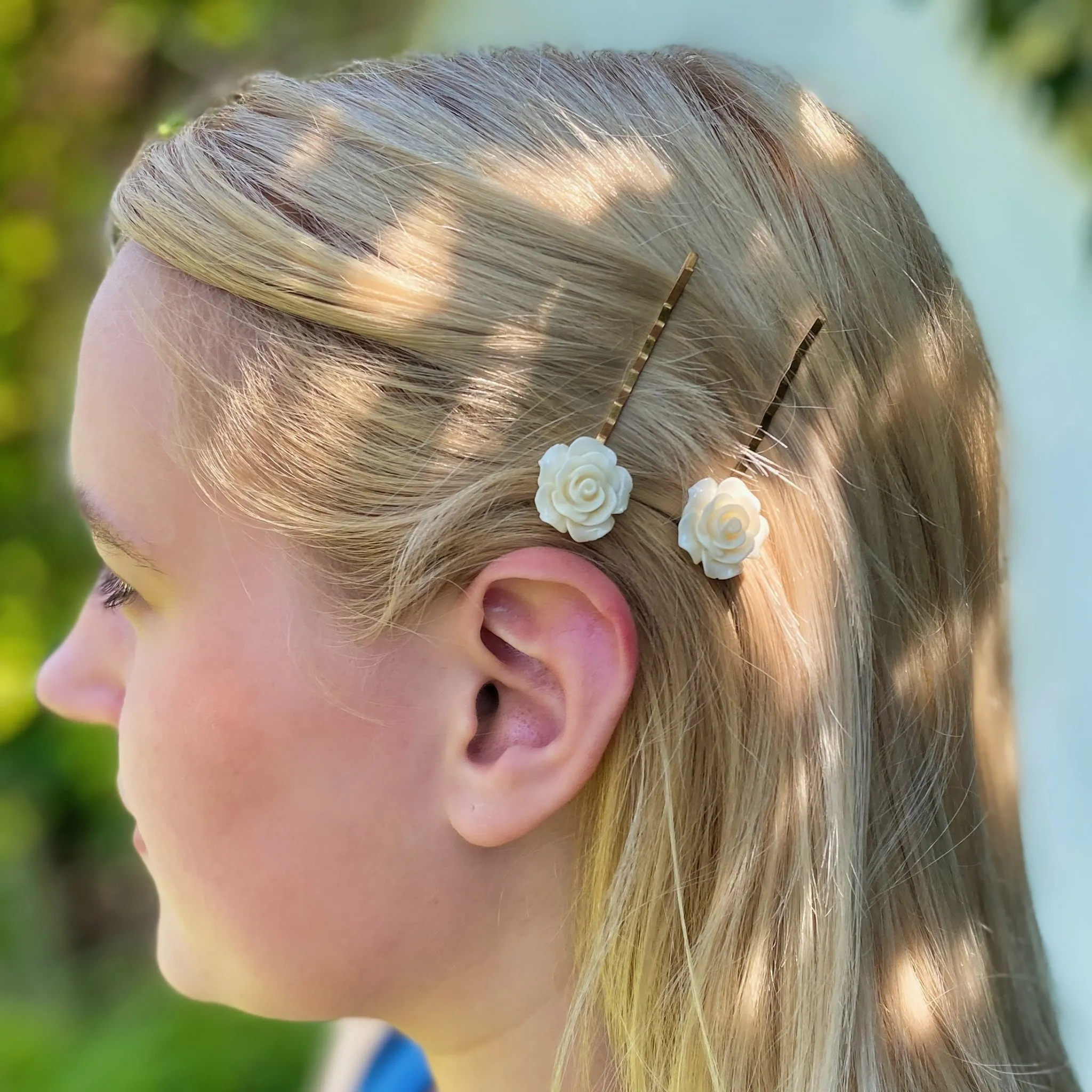 Ivory Slides Rose Hair Clip